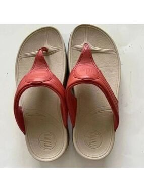 FITFLOP Walkstar 3 Womens US 7 Leather Toepost Sandals Mineral Red STYLE…